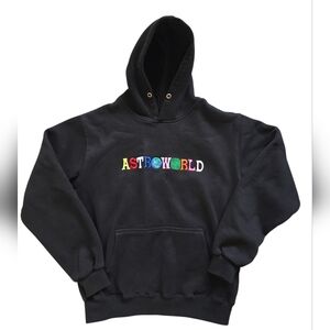 Astroworld Black Wish You Were Here Graphic Cotton Fleece Pullover Hoodie Size S